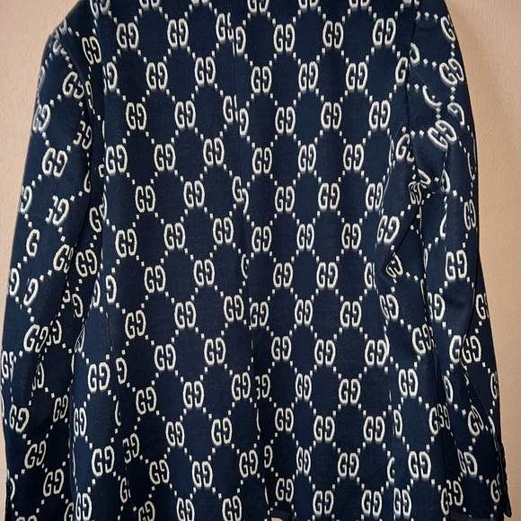 Gucci Navy and Cream Patterned Men's Blazer - Picture 9 of 11